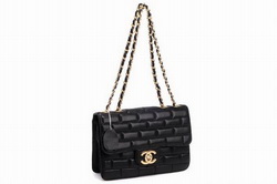 7A Replica Chanel CC Logo Lambskin Leather Flap Bags 002 Black